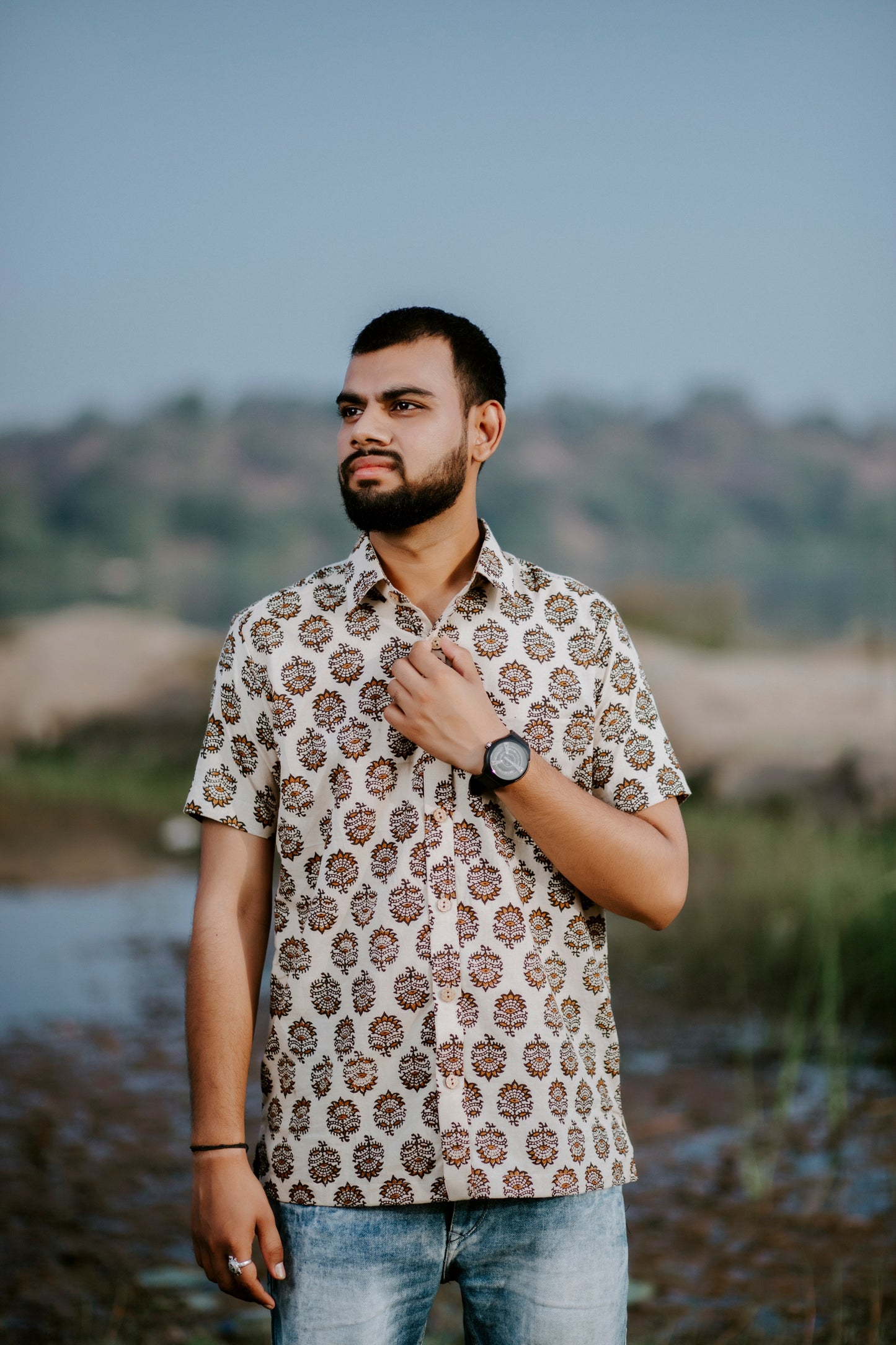 Butter Scotch Block Printed Shirt