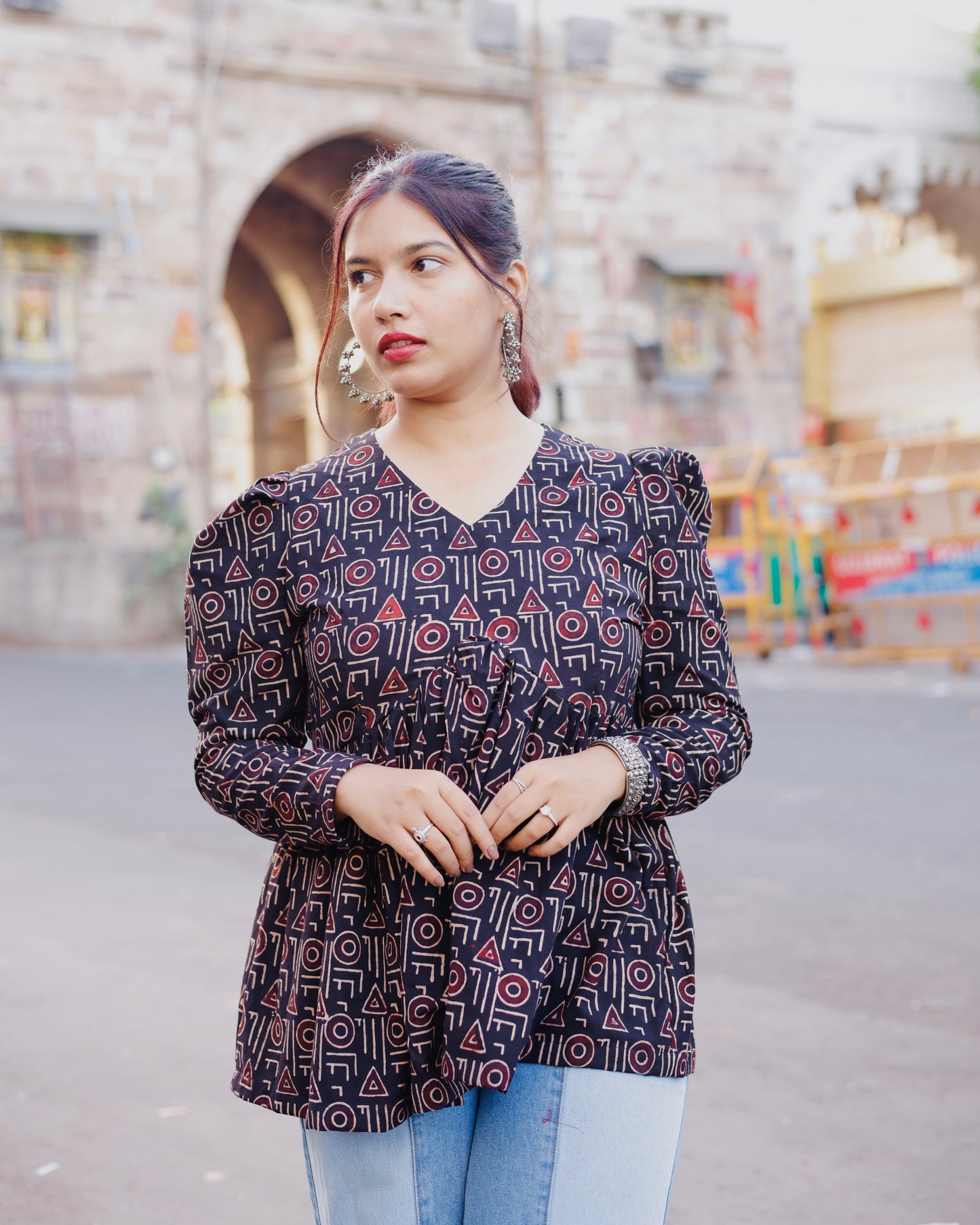 Jamun Block Printed Top