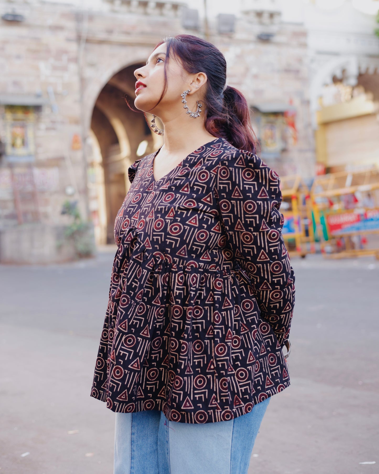 Jamun Block Printed Top
