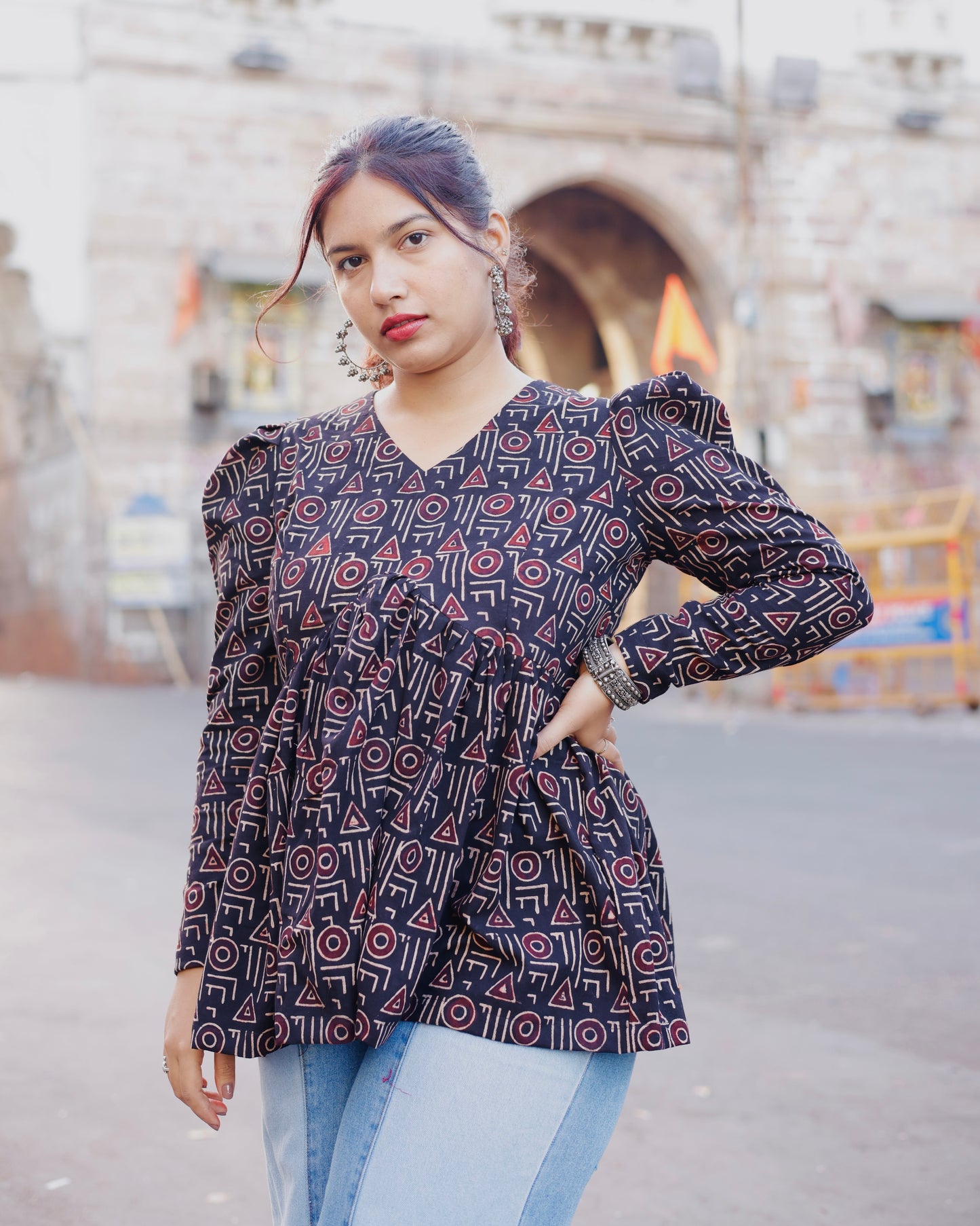 Jamun Block Printed Top