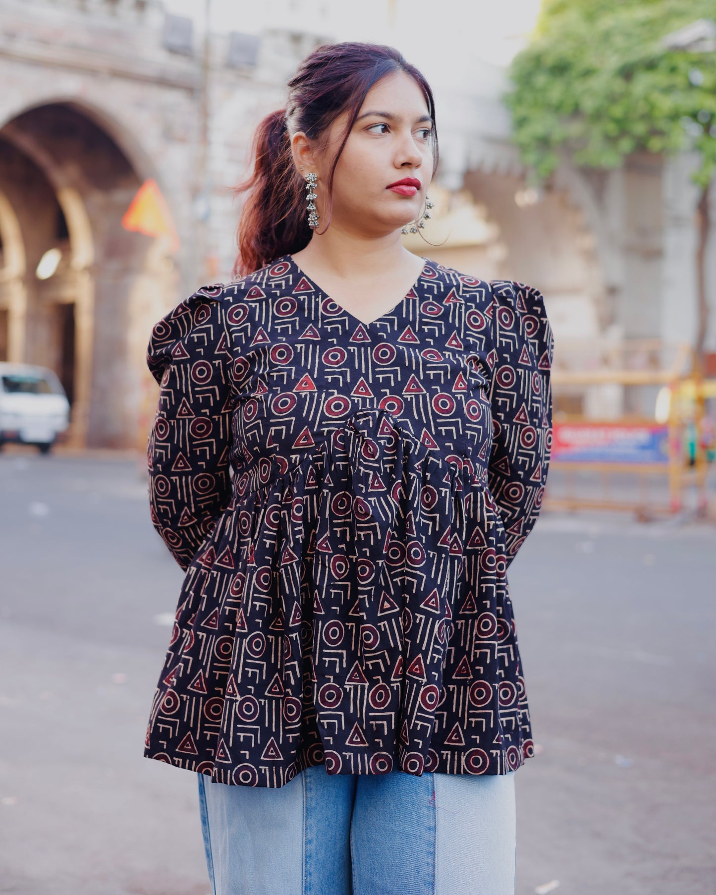 Jamun Block Printed Top