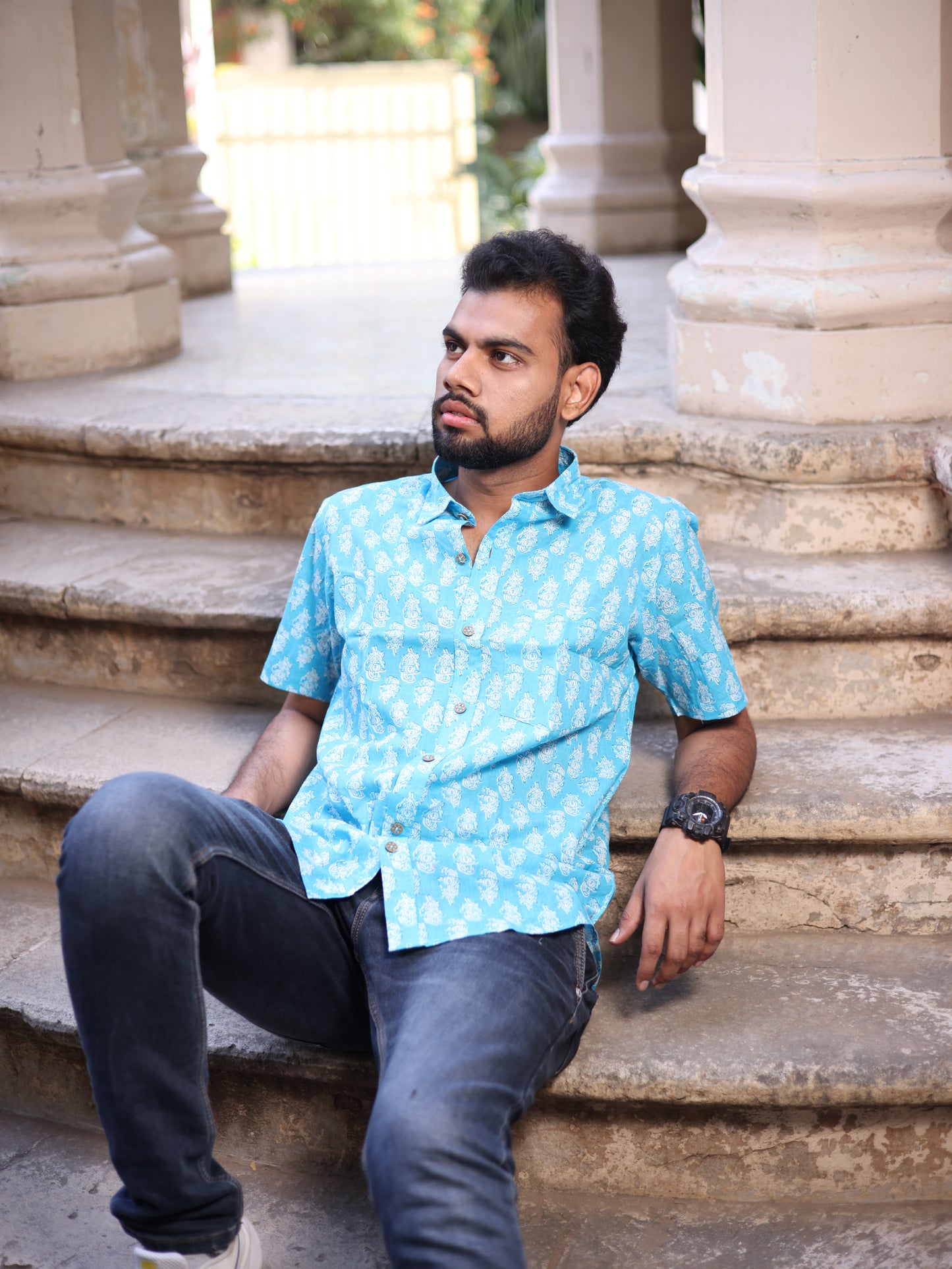 Sky Blockprint Shirt