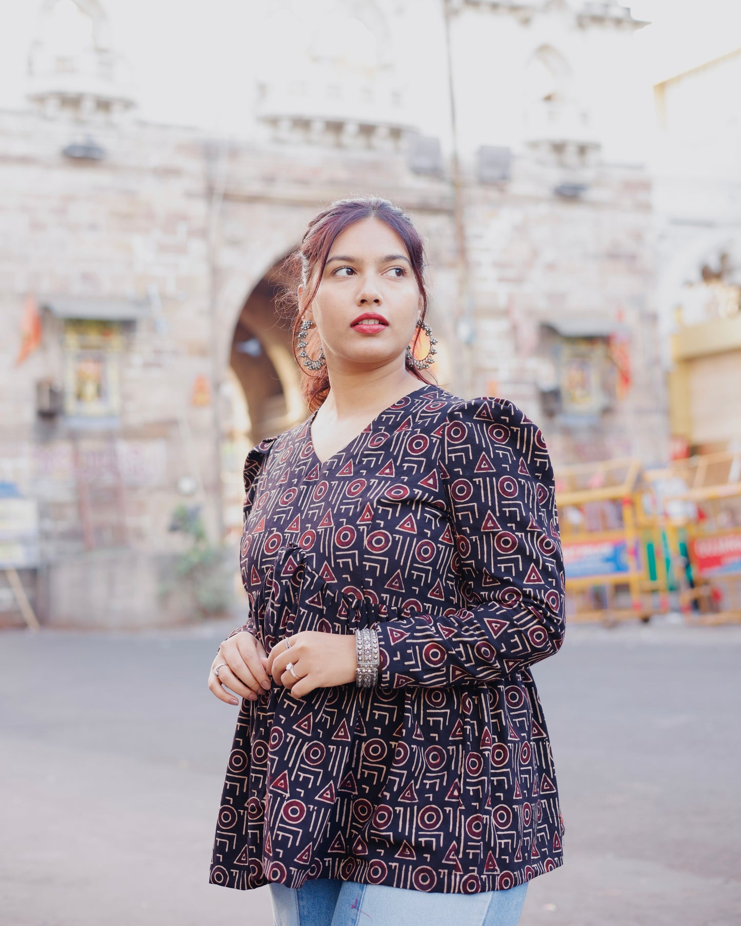 Jamun Block Printed Top
