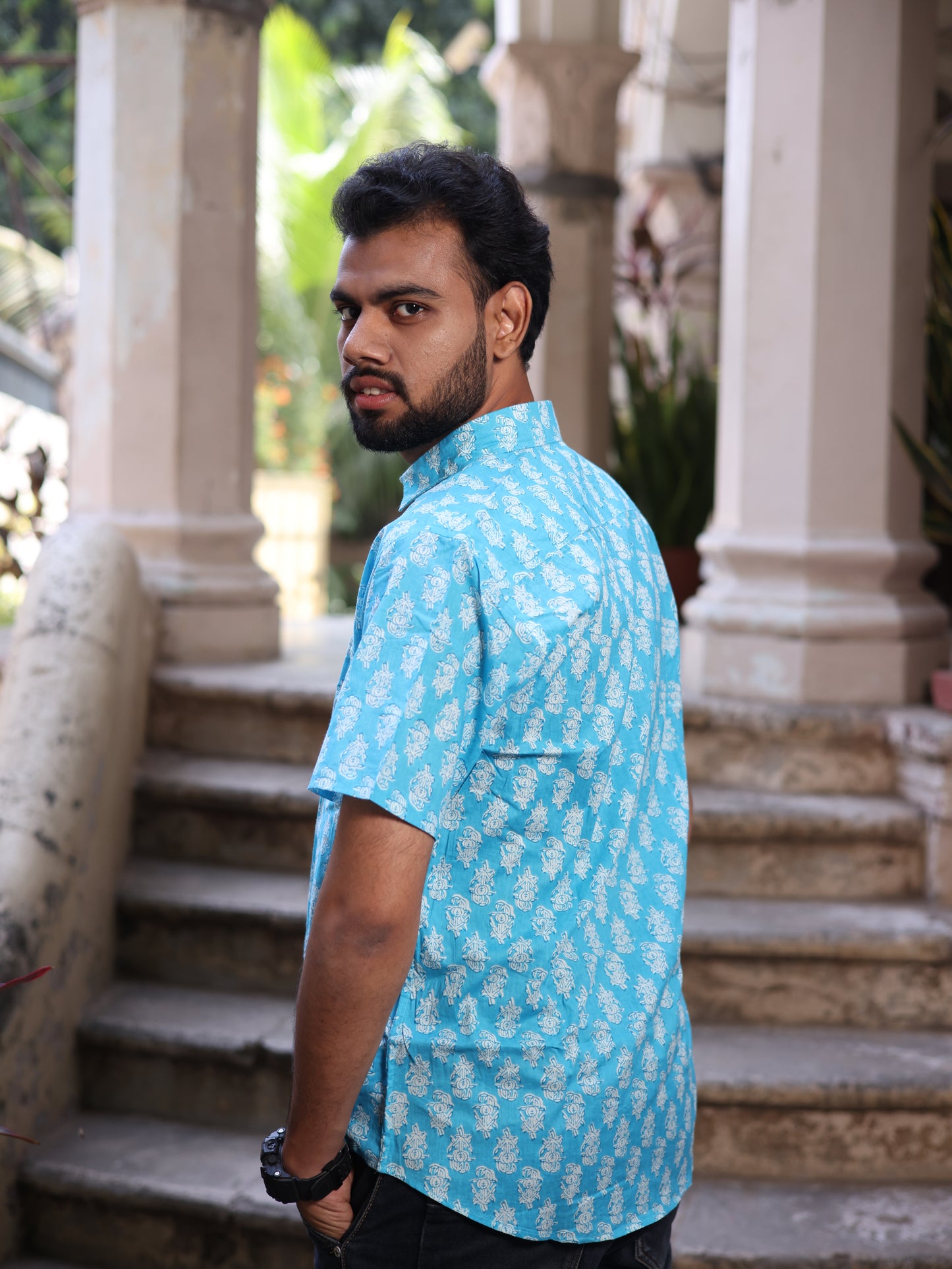 Sky Blockprint Shirt