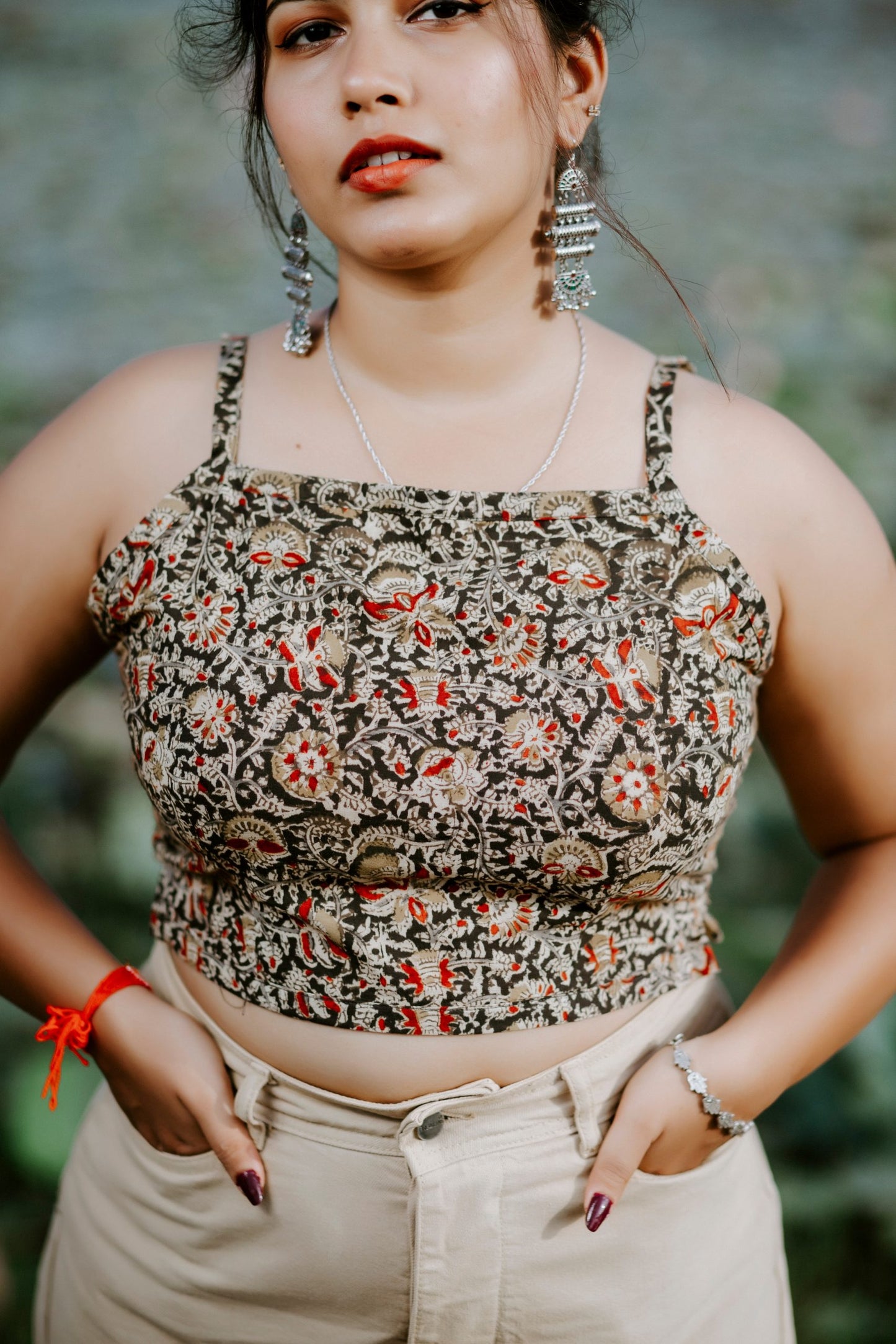 Olive Kalamkari Cami Top