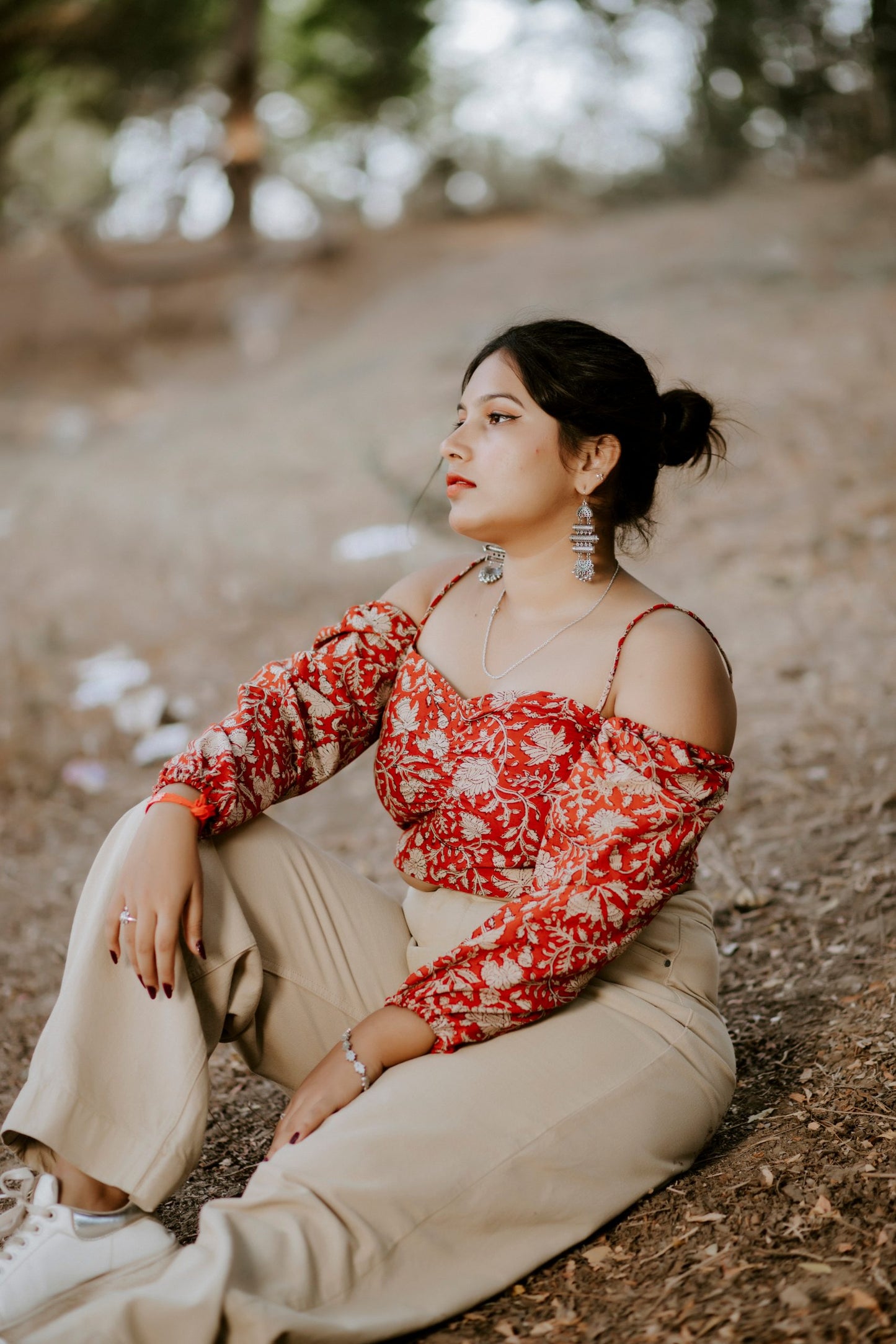 Red Velvet Kalamkari Crop Top