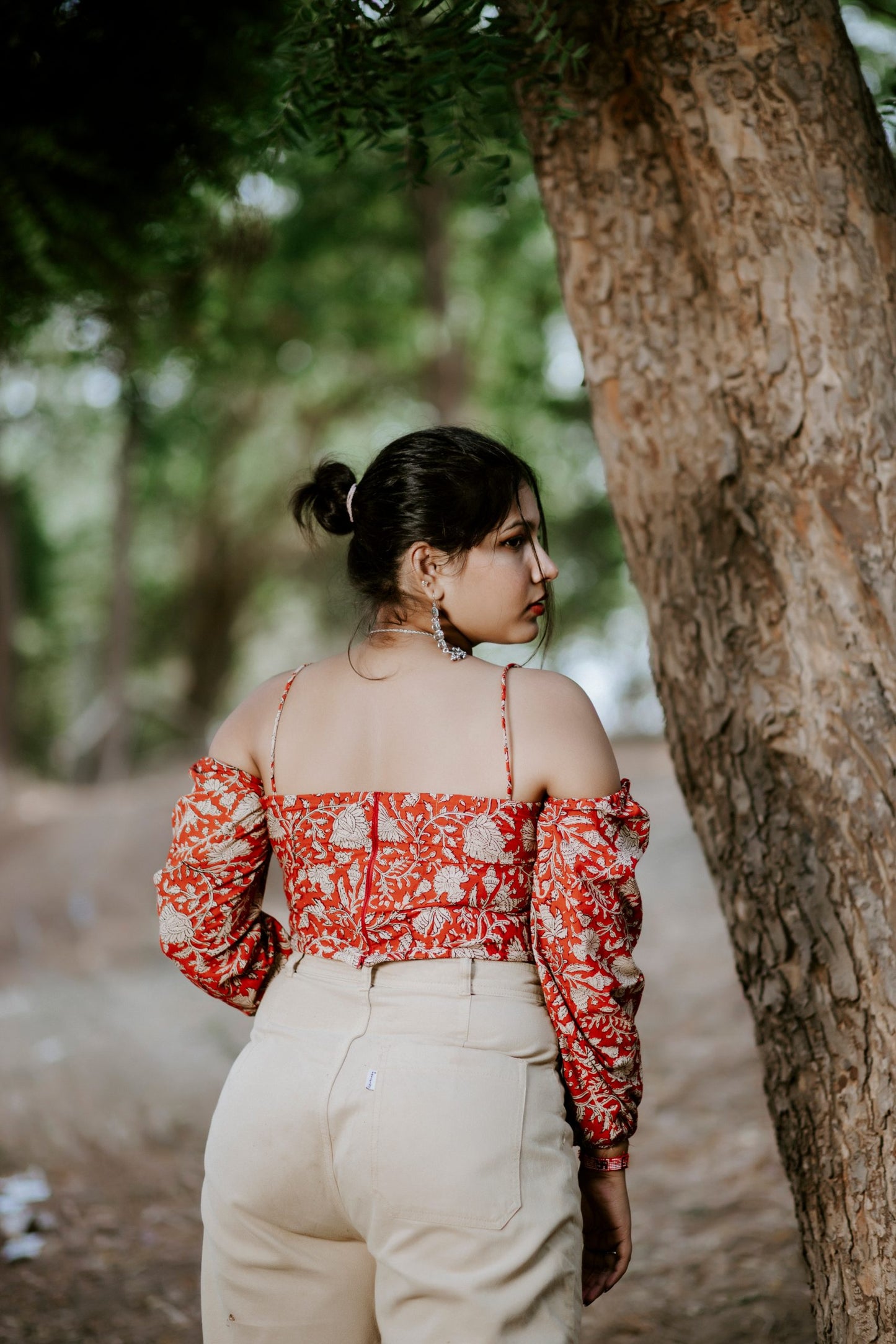 Red Velvet Kalamkari Crop Top