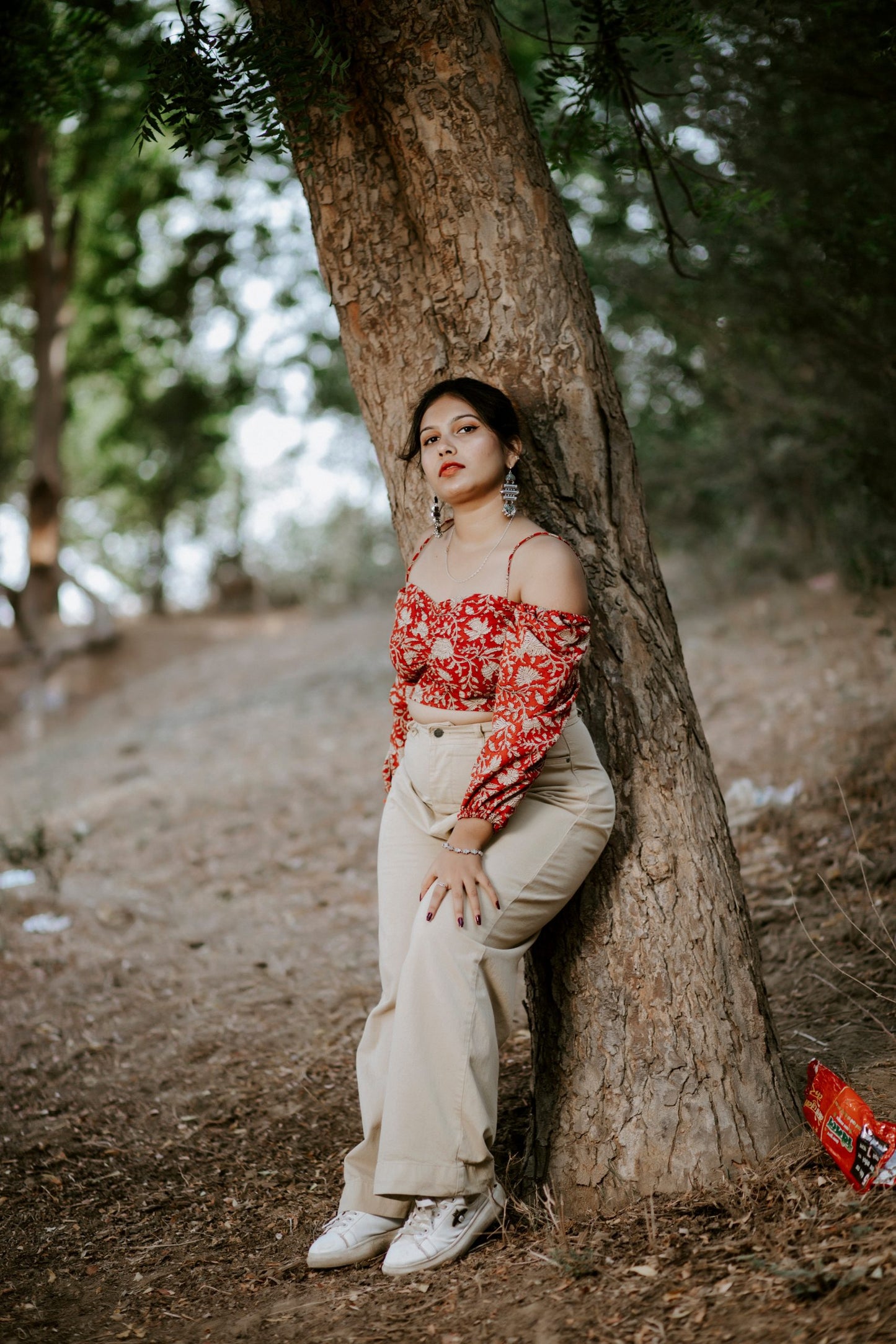 Red Velvet Kalamkari Crop Top