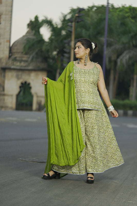 Phooljhadi Blockprint Palazzo Set