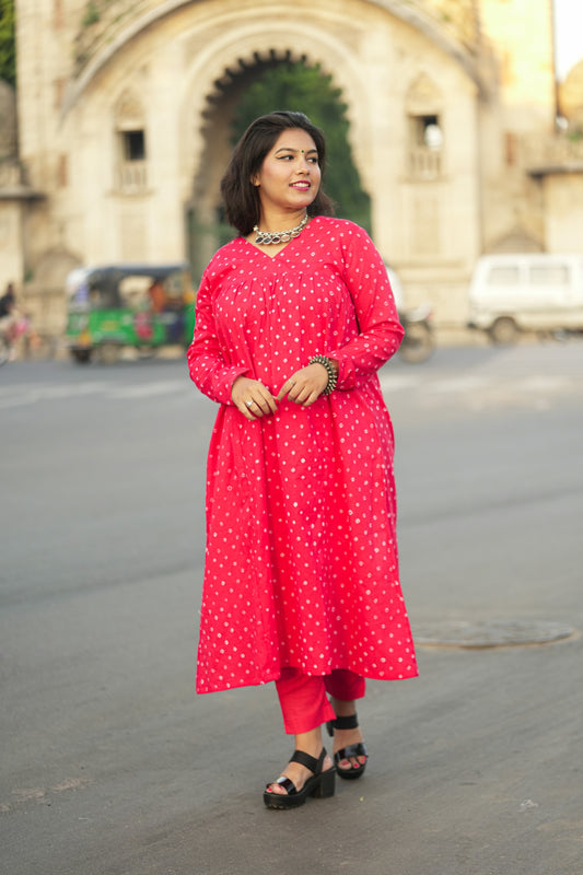 Rangoli Bandhani Kurti Set