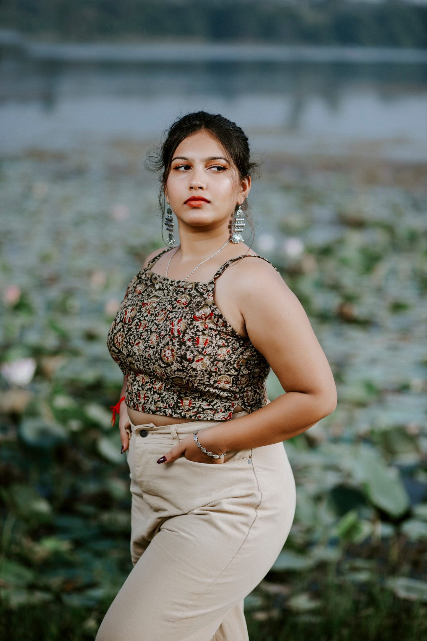 Olive Kalamkari Cami Top
