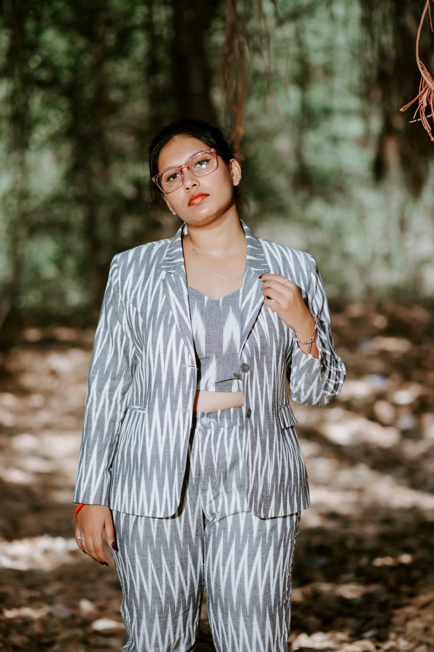 Snow Ikat Blazer Set ( 3 Piece )